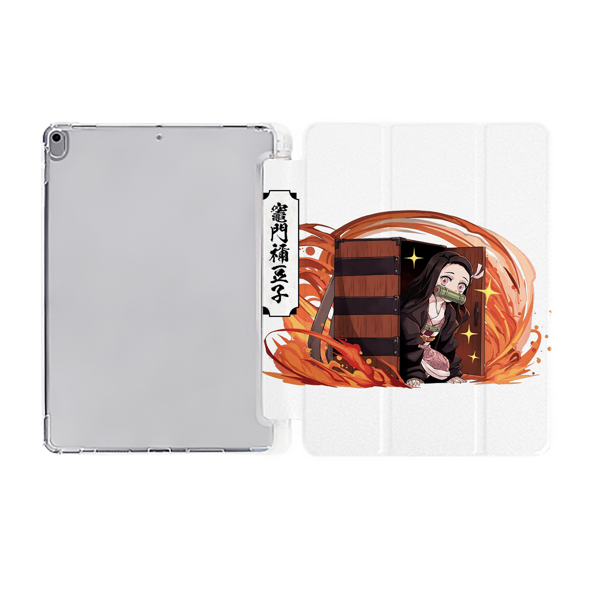 （画像用） 鬼滅の刃（きめつのやいば）竈門 禰󠄀豆子／かまど ねずこ Kamado Nezuko IPad ケース ペン収納付き 三つ折りスタンド PUレザー×シリコン 対応機種9.5/10.5/10.9インチ